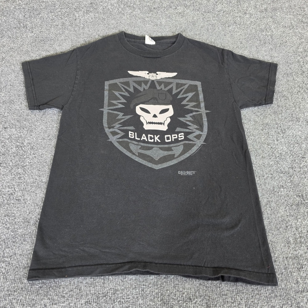 Call of Duty Black Ops T-Shirt Mens Small Black Delta Pro Weight Graphic Tee